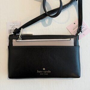 Kate Spade New York Textured Leather Crossbody Bag /Removable Pouch/wallet/black